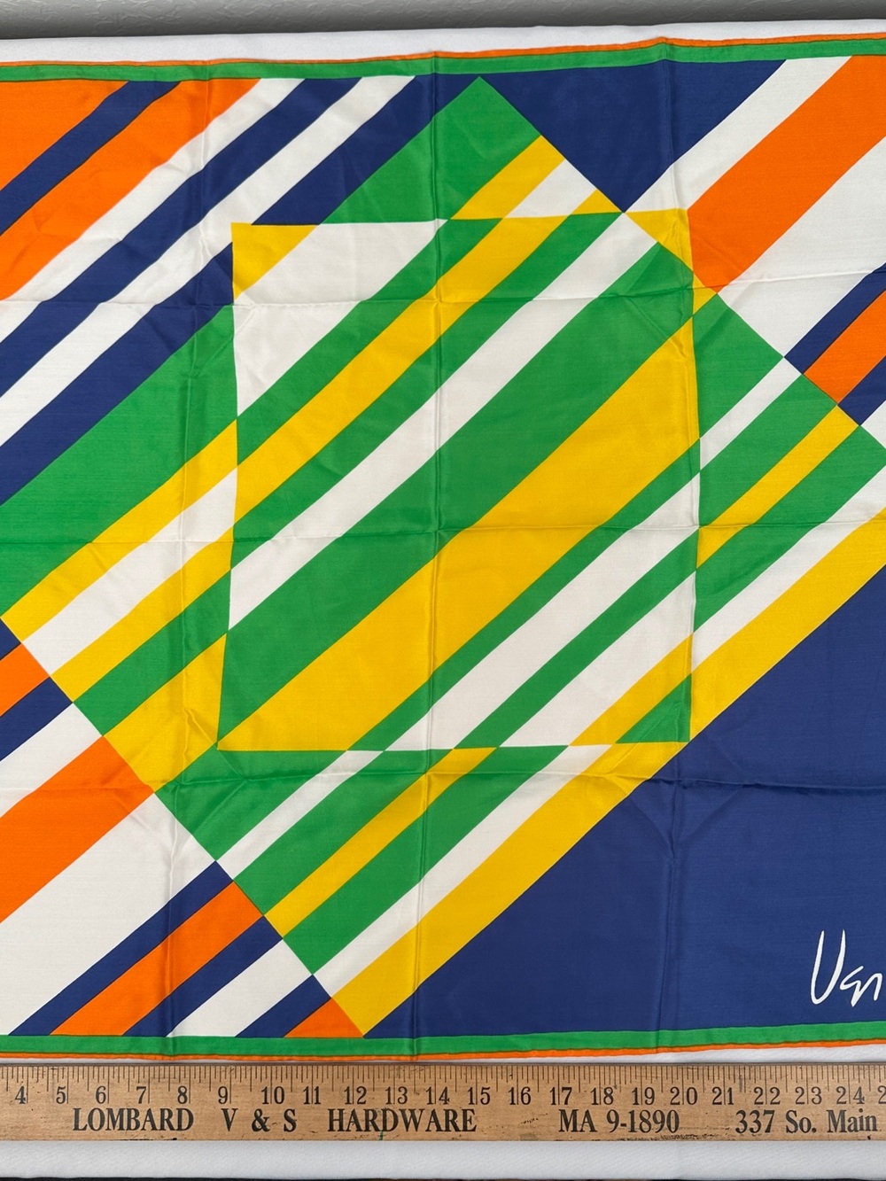 Vintage Vera Neumann Geometric Stripe 100% Silk Scarf EUC Japan